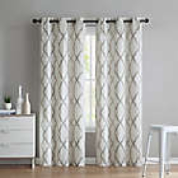 VCNY 2 pc Grommet Pair 38 x 48 Ea Caldwell Tan Whi - Picture 1 of 6